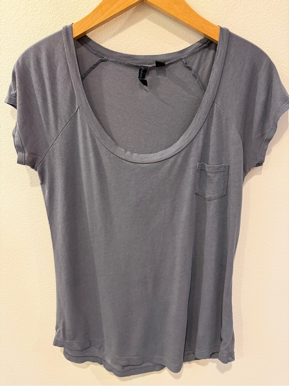 Cynthia Rowley Slate Scoop Neck Pocket Tee